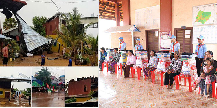 សាខាកាកបាទក្រហមកម្ពុជាខេត្តសៀមរាប នាំយកអំណោយសង្គ្រោះបន្ទាន់ ជូនដល់គ្រួសារចំនួន០៦គ្រួសារនៅឃុំស្រុកវ៉ារិន ដែលលំនៅដ្ឋានរងគ្រោះដោយសារគ្រោះធម្មជាតិ