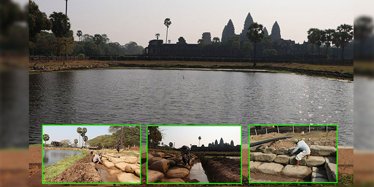 អាជ្ញាធរជាតិអប្សរាបន្តជួសជុលរចនាសម្ពន្ធស្រះខាងជើង នៃប្រាសាទអង្គរវត្តឱ្យរួចរាល់