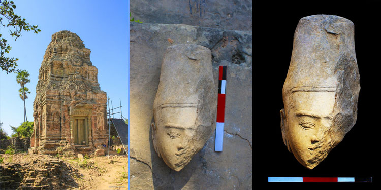 ការរកឃើញព្រះសិរព្រះនារាយណ៍ធ្វើពីថ្មភក់មួយបំណែកនៅប្រាសាទត្រពាំងផុង